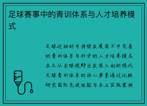 足球赛事中的青训体系与人才培养模式