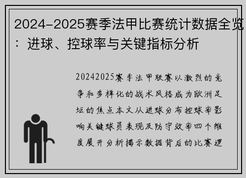 2024-2025赛季法甲比赛统计数据全览：进球、控球率与关键指标分析